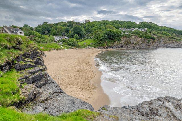 Arial shot of Aberporth Beach