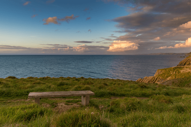 Evening light and clouds between Mwnt and Aberporth, Ceredigion, Dyfed, Wales, UK.