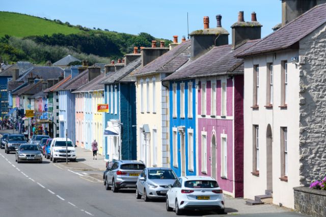 Line of colourful houses in Aberaeron.