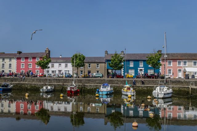 Colourful cottages along the harbour in Aberaeron.