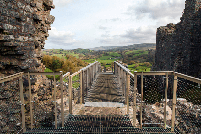 Views out to the countryside from Carreg Cennen Castle