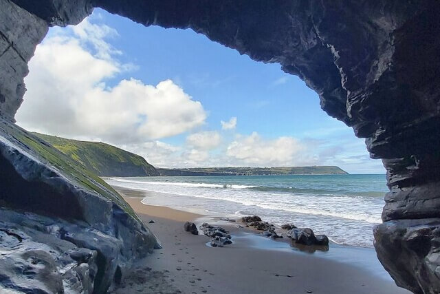 View of Penbryn Beach From Cave.