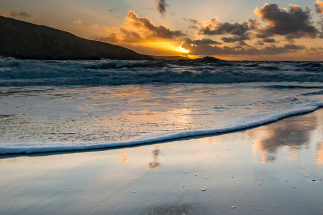 View of the Sunset at Mwnt Beach.
