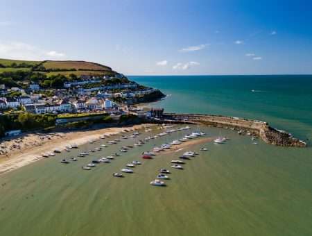 Aerial view of New Quay in Ceredigion.