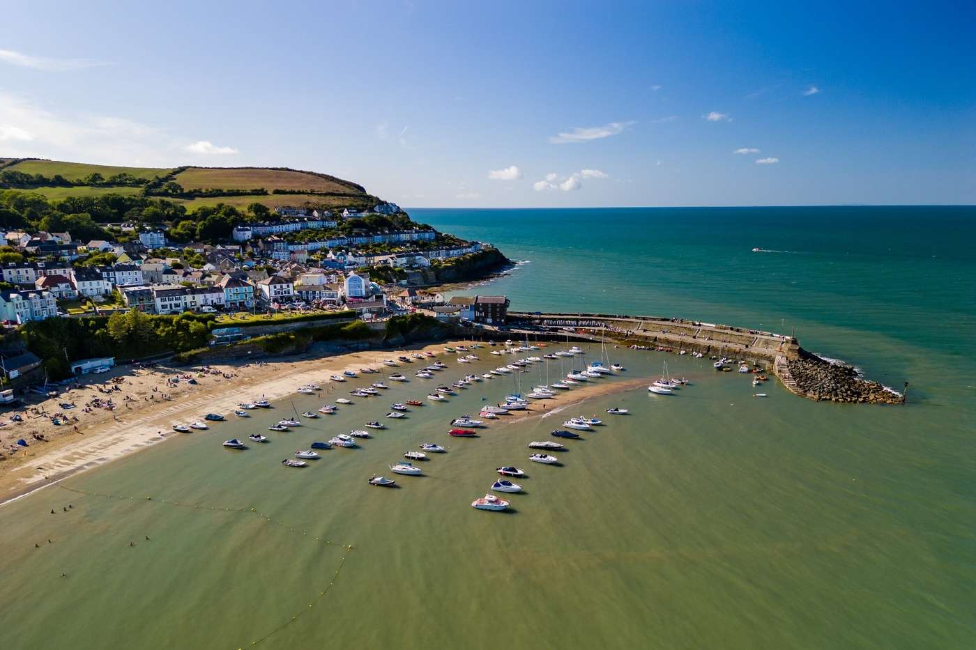 Aerial view of New Quay in Ceredigion.