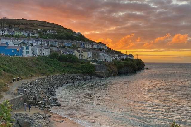 Sunsetting over New Quay in Wales.